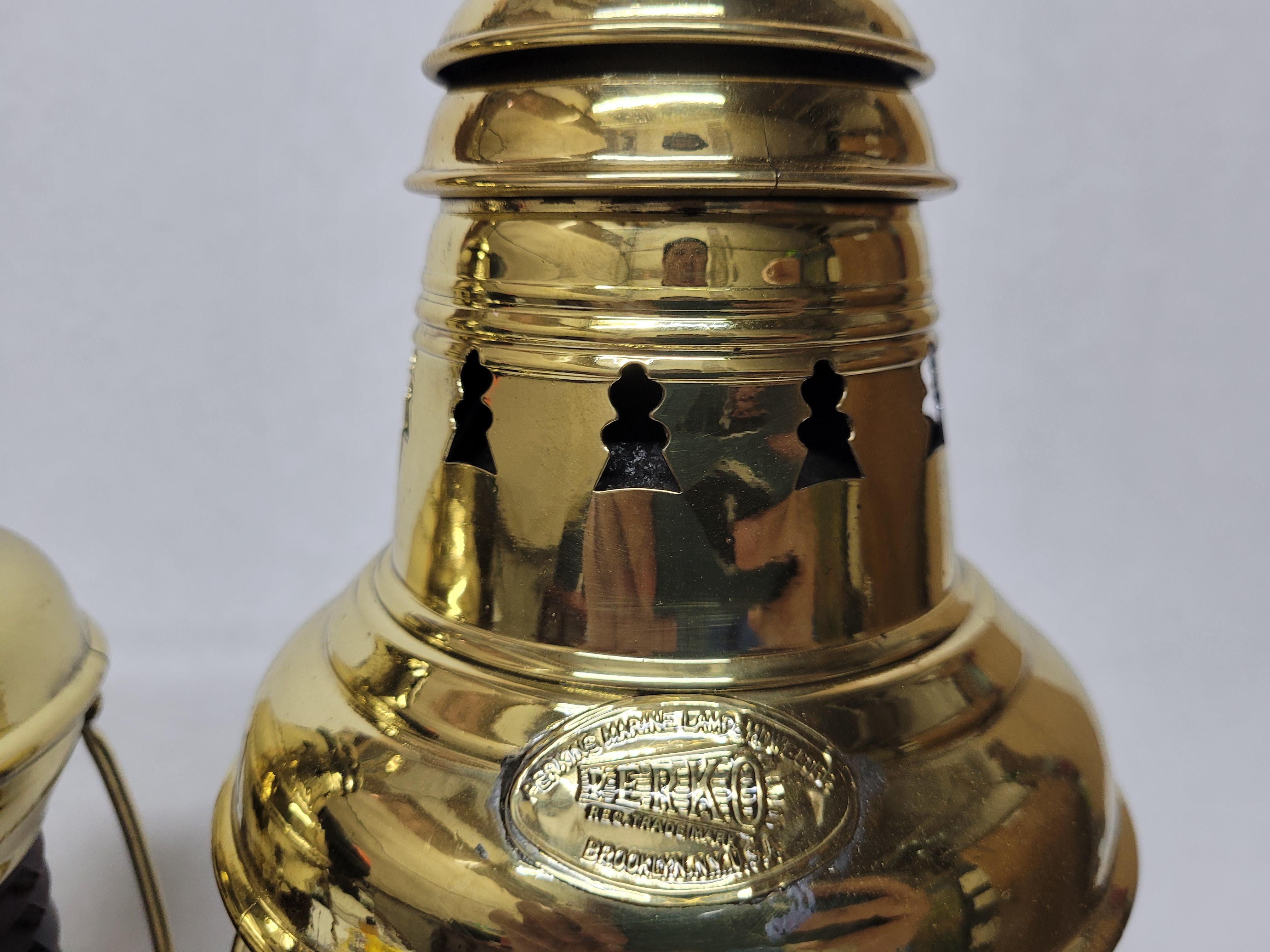 Exceptional Pair of Solid Brass Ships Lanterns For Sale 9