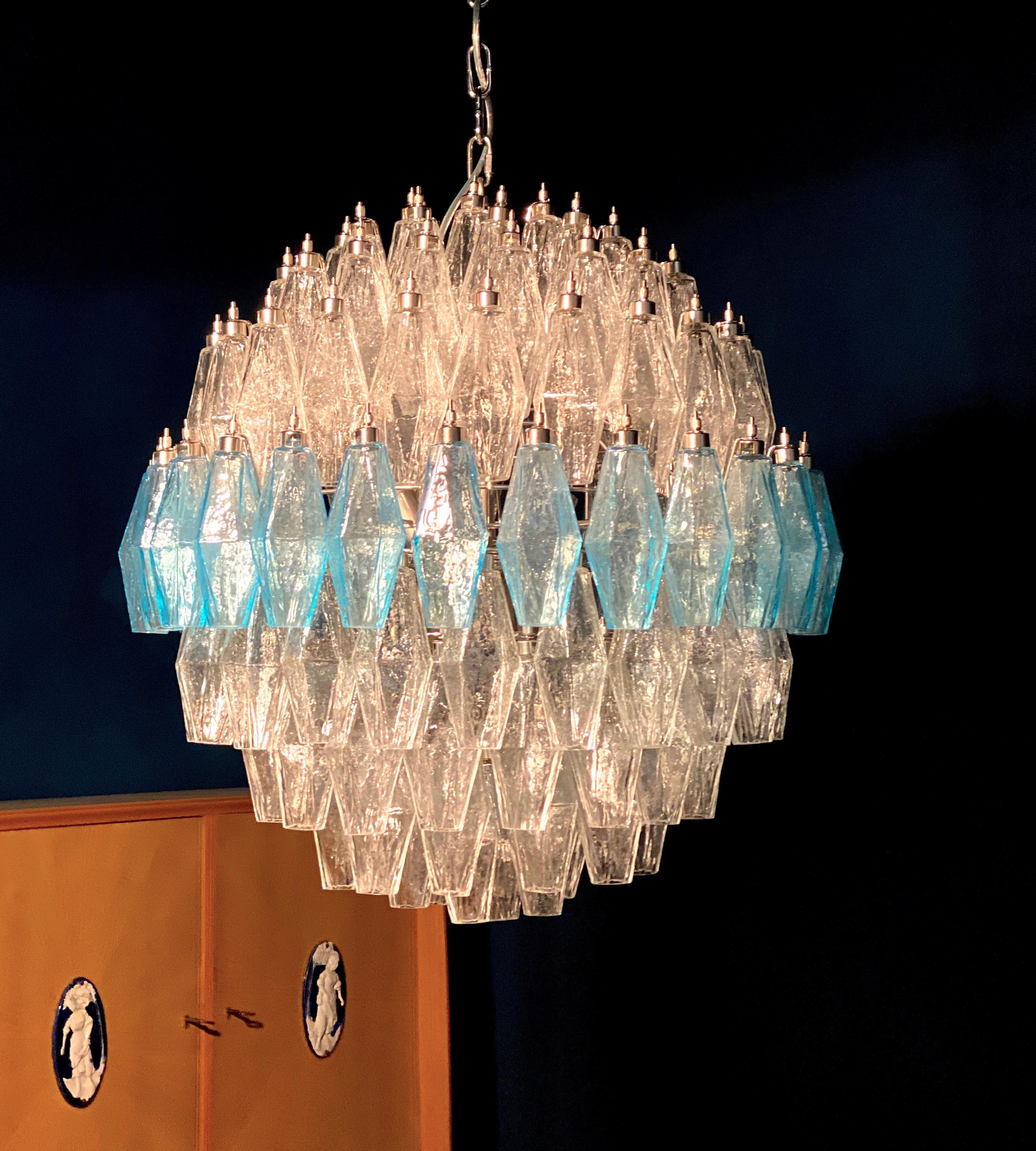 Late 20th Century Exceptional Pair of Spherical Poliedri Chandeliers Murano For Sale
