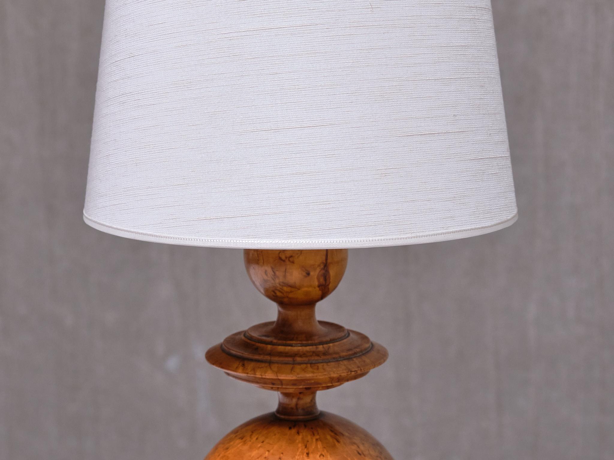 Exceptional Pair of Swedish Modern Table Lamps in Turned Masur Birch, 1930s 7