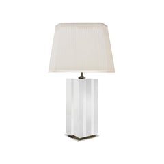 Exceptional Pair of Table Lamps in Faceted Lucite, 1970s