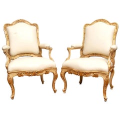 Exceptional Pair of Very Fine Late 18th Century Venetian Open Armchairs