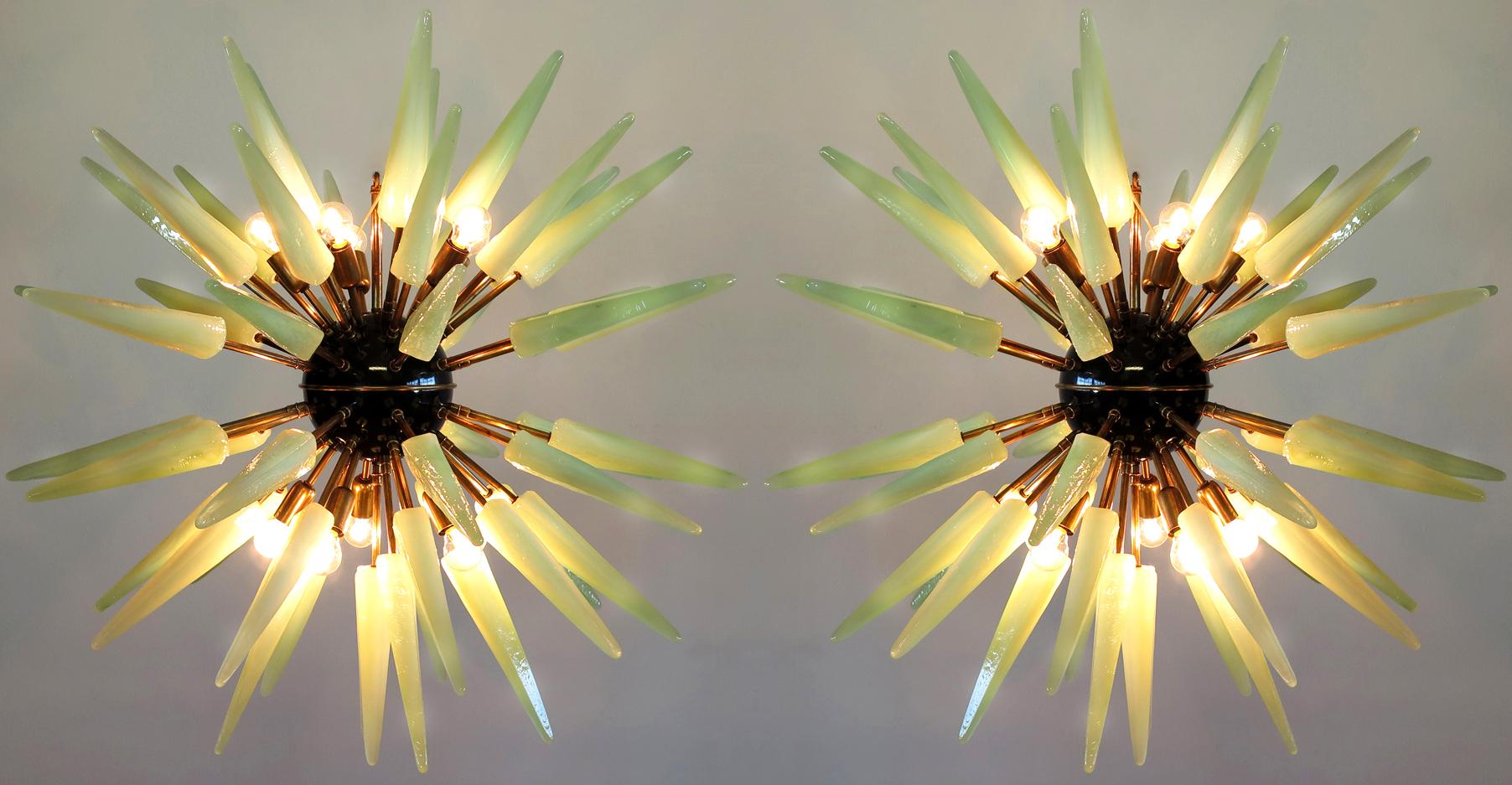 Late 20th Century Exceptional Pair of Sputnik Chandeliers, Murano, 1990