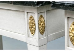 Exceptional Pair Swedish Diminutive Stone Top Console Tables In Custom Lacquer