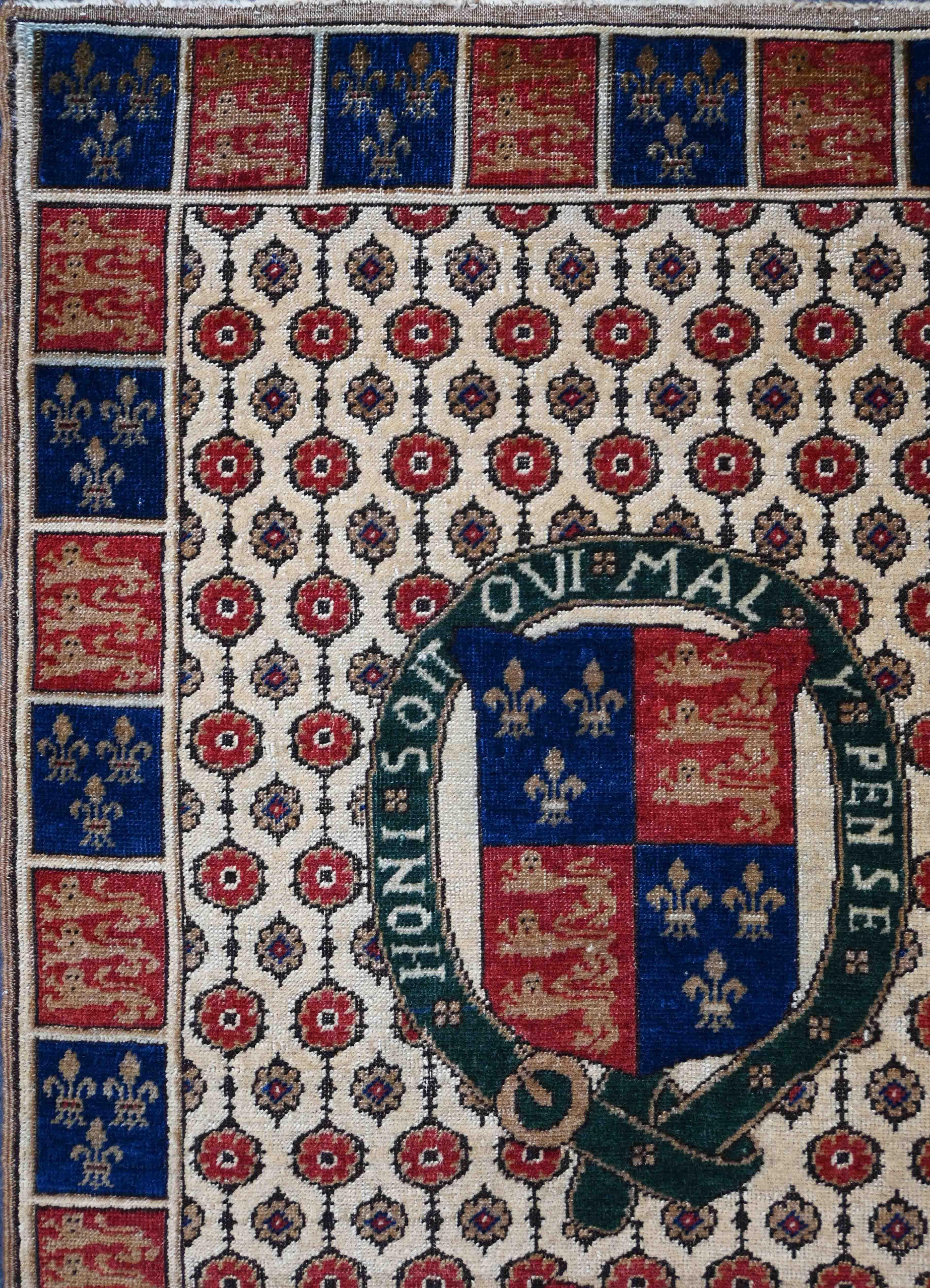 British Colonial Exceptional Palace Carpet - British Royal important Order, Hand-woven  - N 1571 For Sale