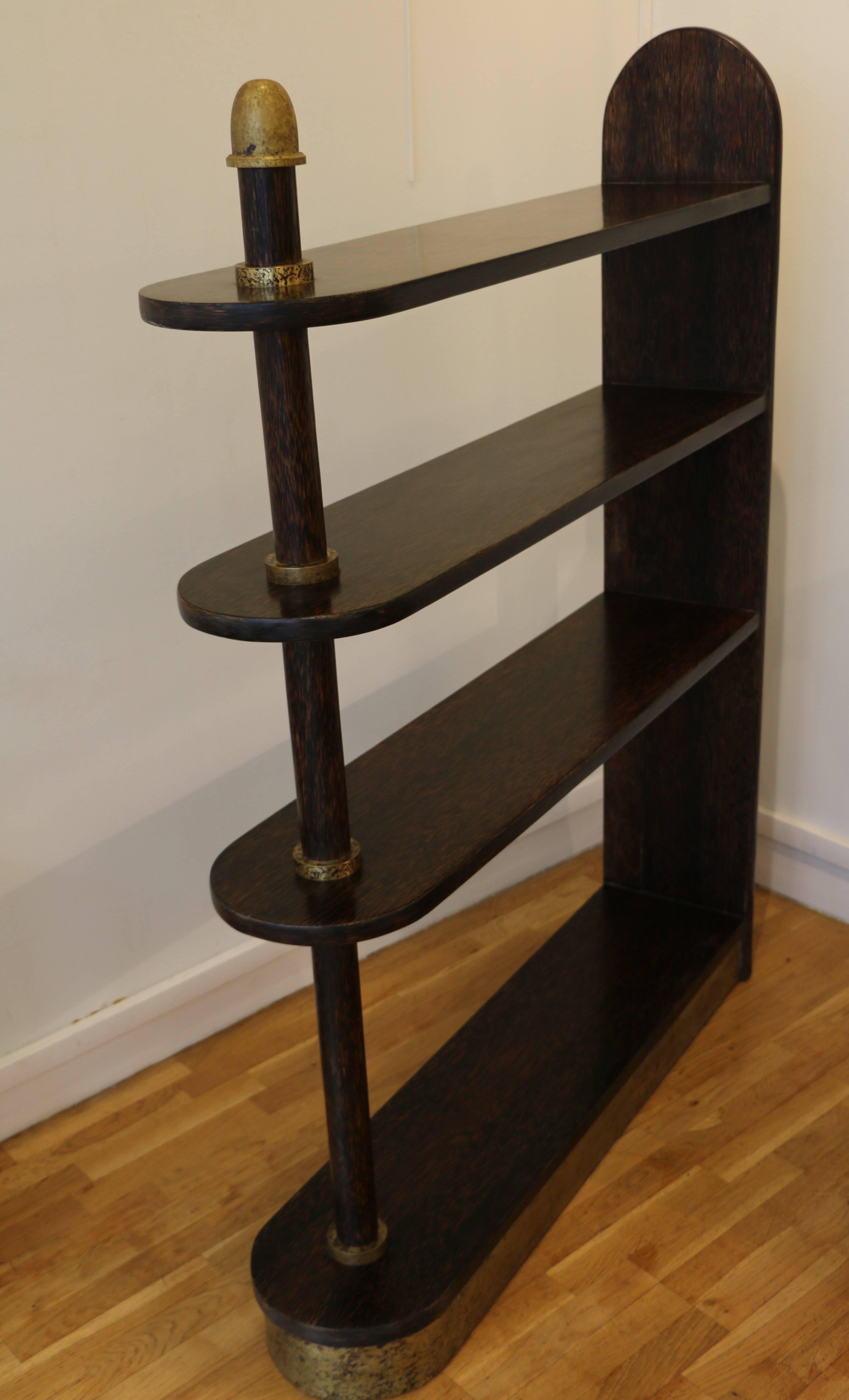 Veneer Exceptional Palmwood Bookcase by Eugène Printz, Art Deco, France, 1930s