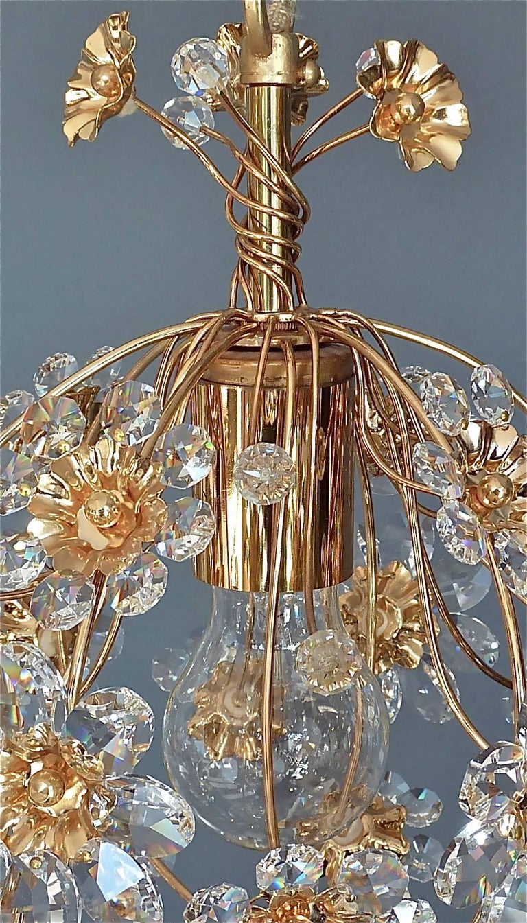 Exceptional Palwa Gilt Brass Crystal Glass Flower Ball ...