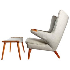 Exceptional Papa Bear Armchair with Matching Ottoman, Denmark, Hans Wegner, 1955