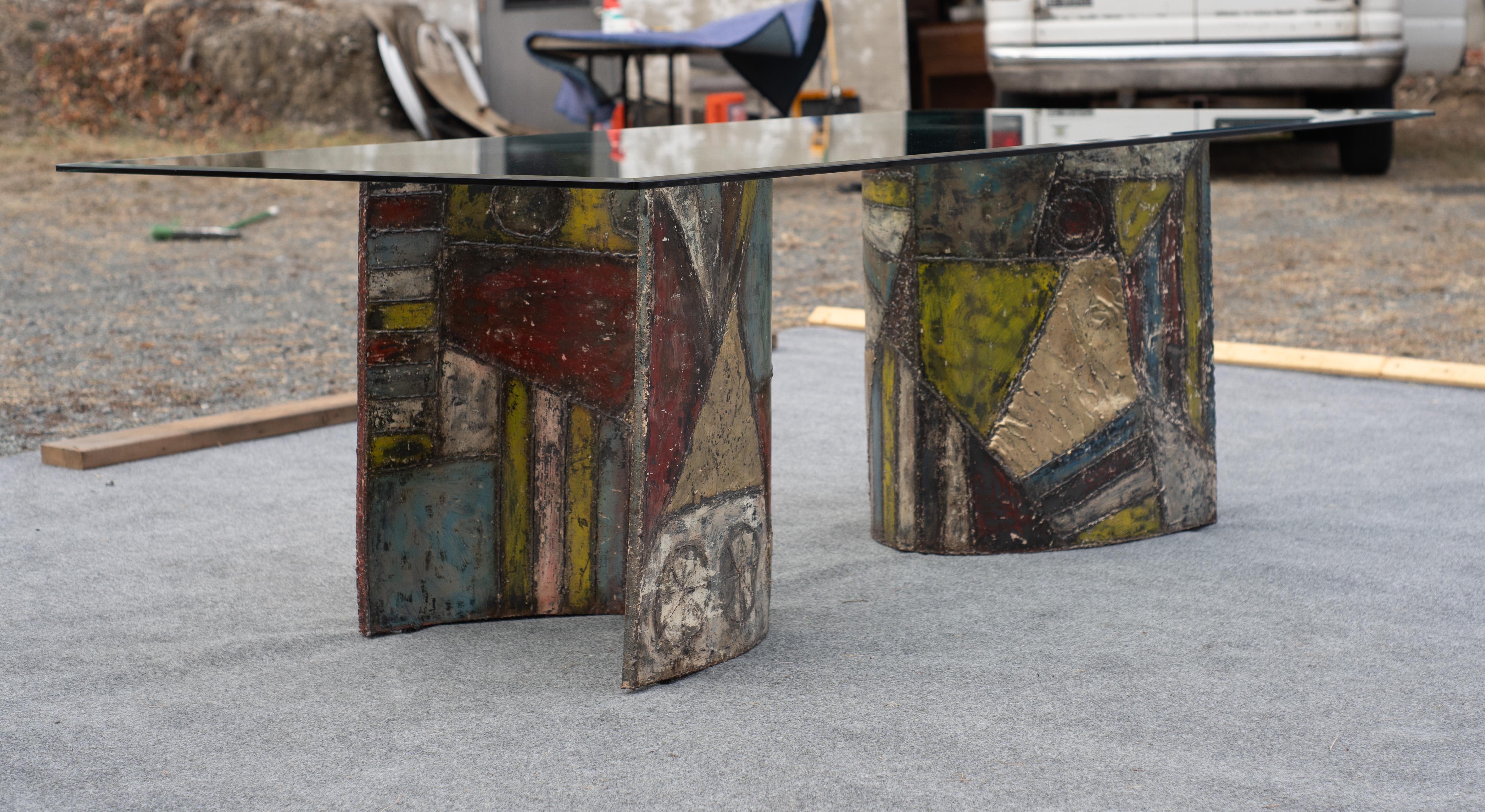Exceptionnelle table à manger brutaliste soudée Paul Evans pour Directional Modèle PE24 Bon état - En vente à Philadelphia, PA