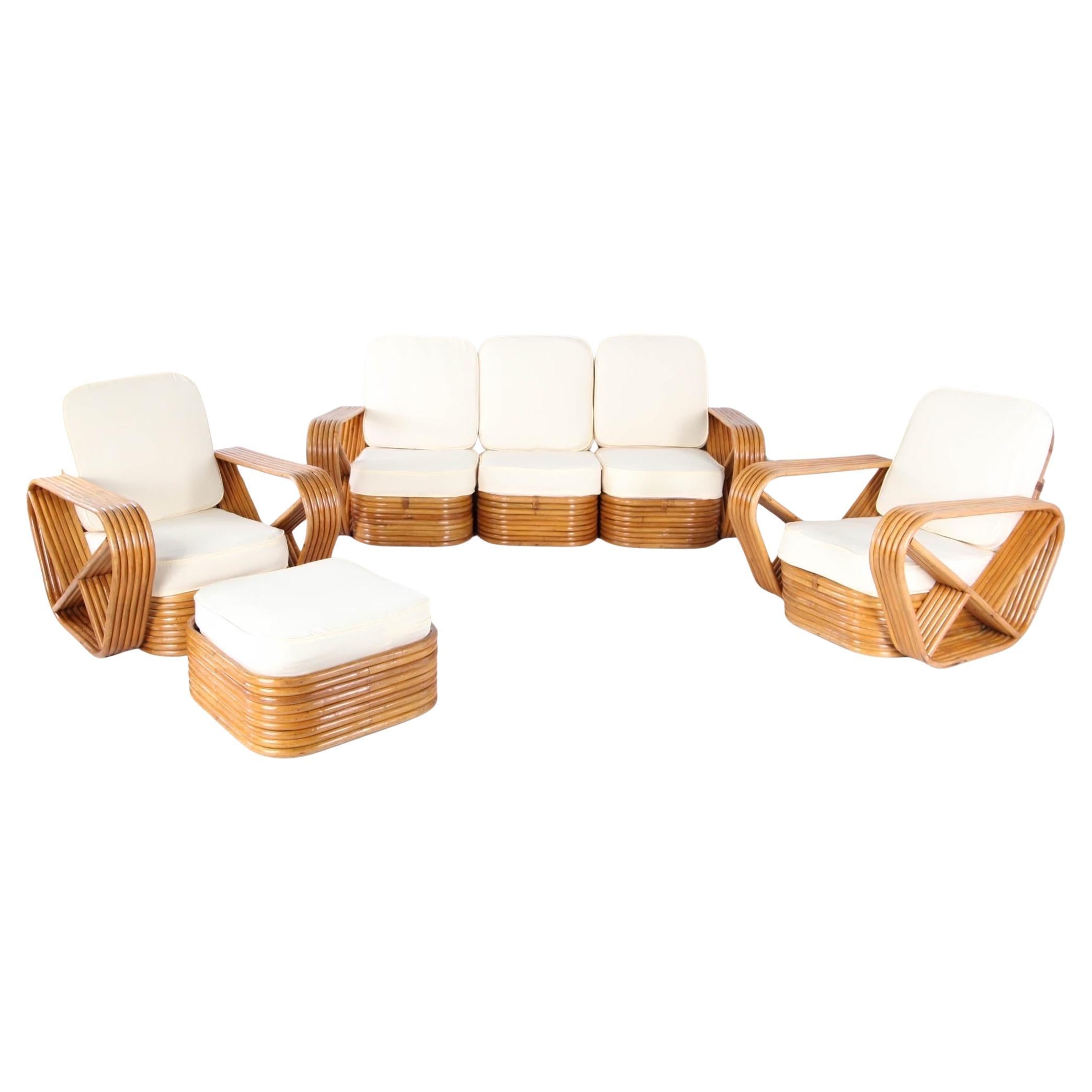 Exceptional Paul Frankl rattan living room set