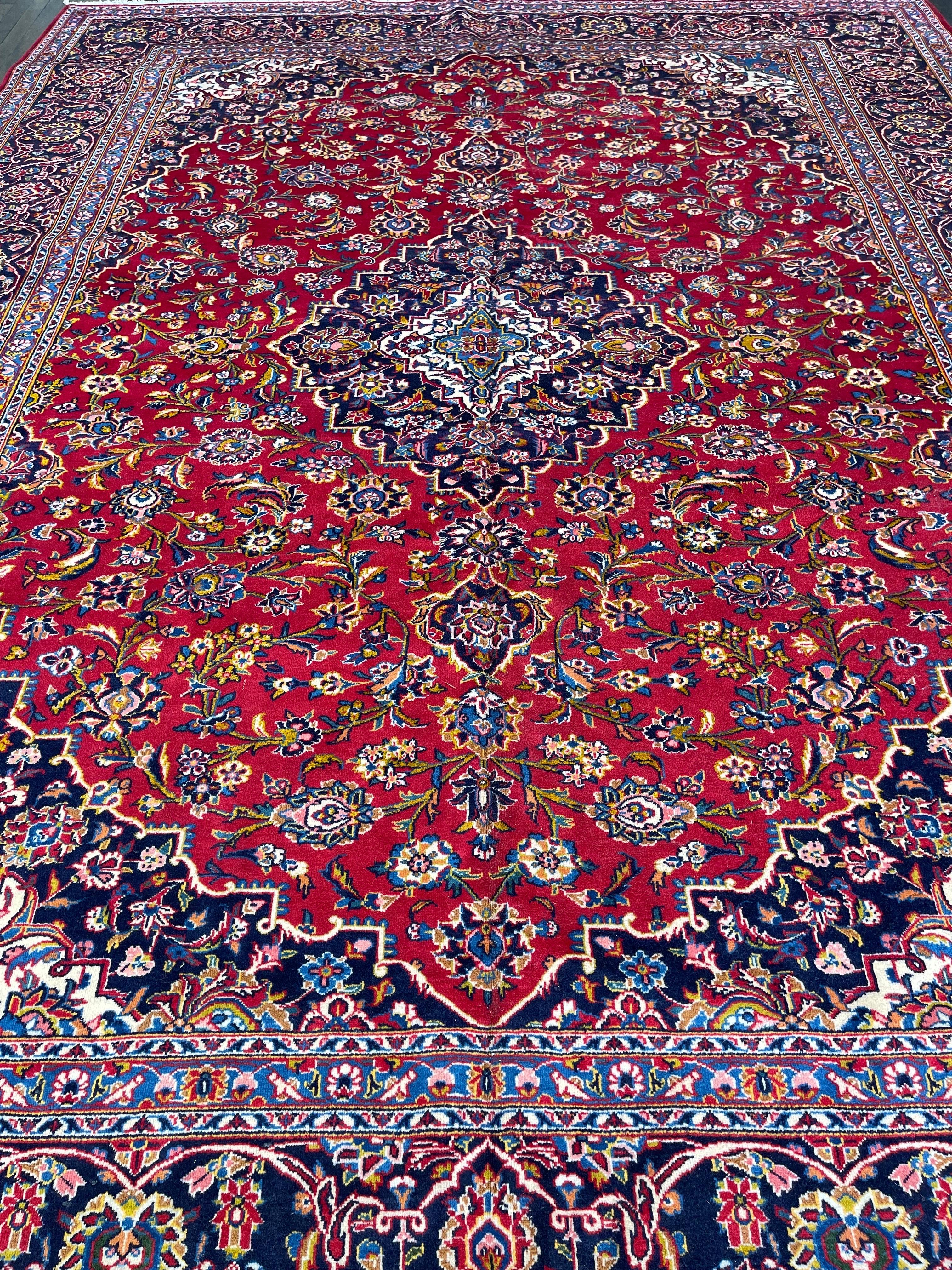 Hand-Knotted Exceptional Persian Kashan Rug For Sale
