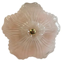 Exceptional pink Glass and Brass, Flush Mount Murano Due Venice Italy, 1980s