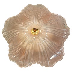 Exceptionnelle monture affleurante en verre rose et laiton, Murano Due Venise Italie, années 1980