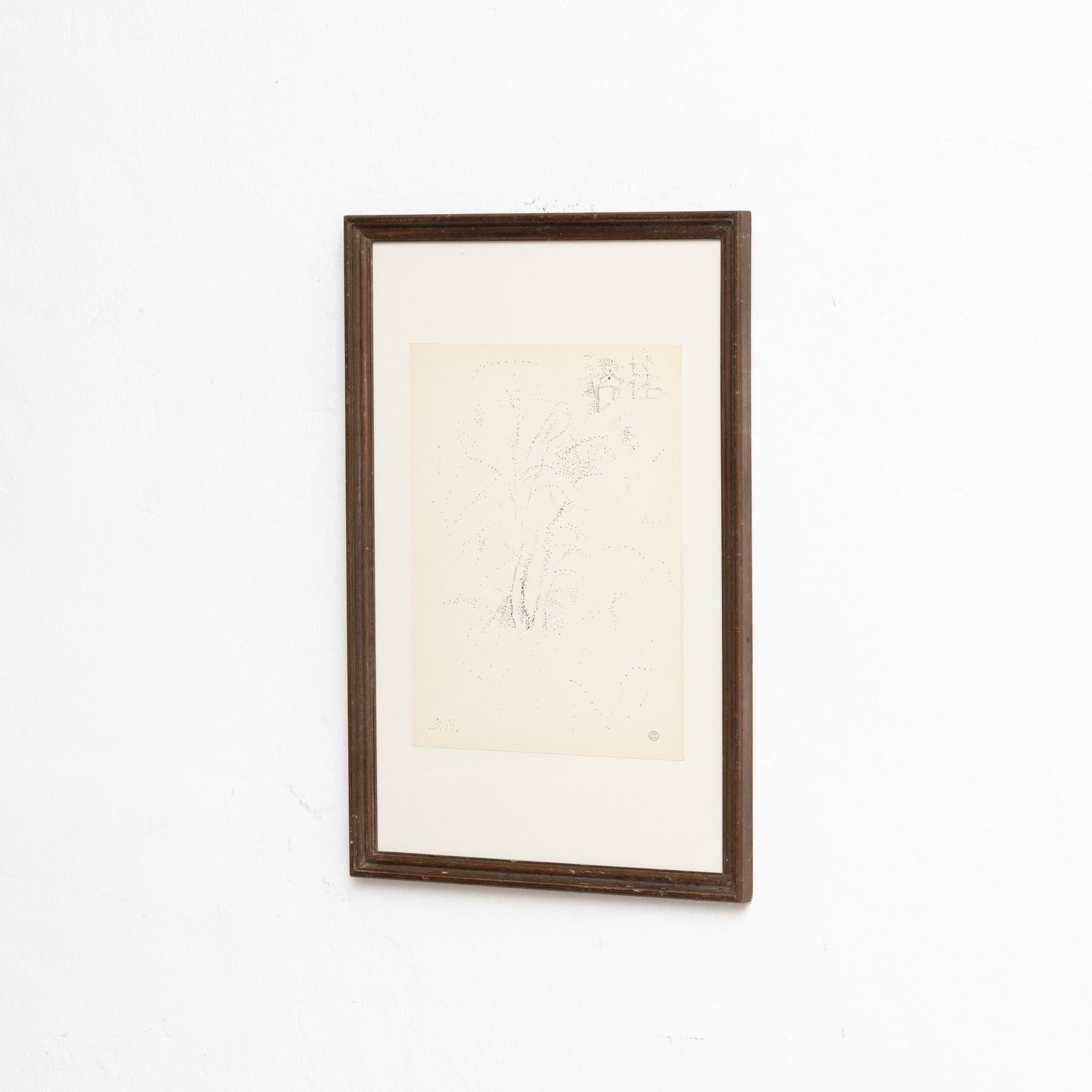 Mid-Century Modern Exceptional Pointillist Drawing by Dora Maar, circa 1960 For Sale