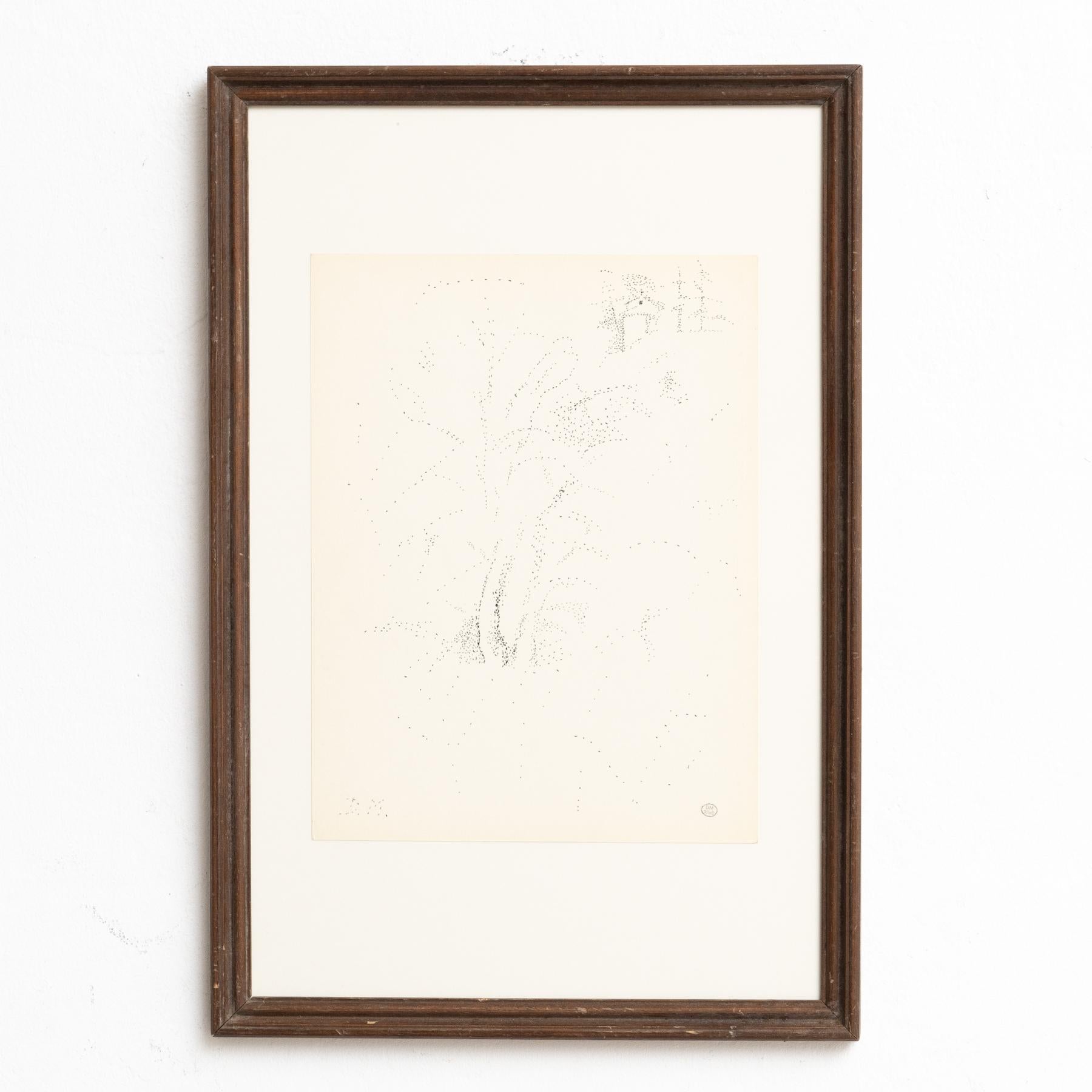 Außergewöhnliche pointillistische Zeichnung von Dora Maar, um 1960 im Zustand „Gut“ im Angebot in Barcelona, Barcelona