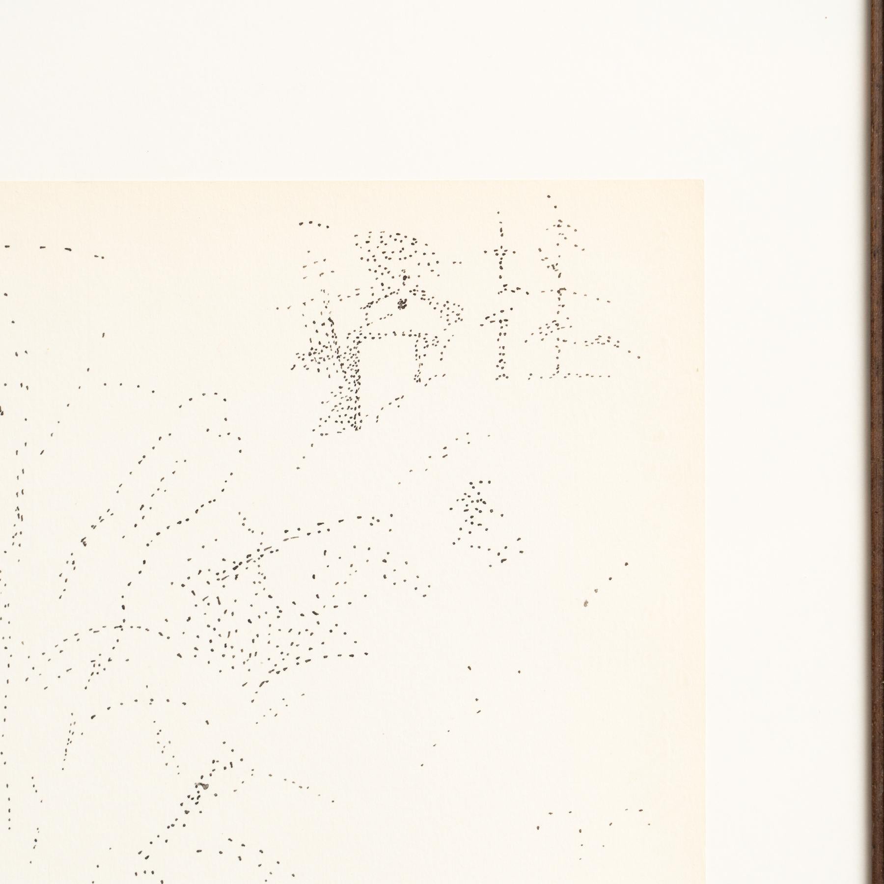 Außergewöhnliche pointillistische Zeichnung von Dora Maar, um 1960 (Papier) im Angebot