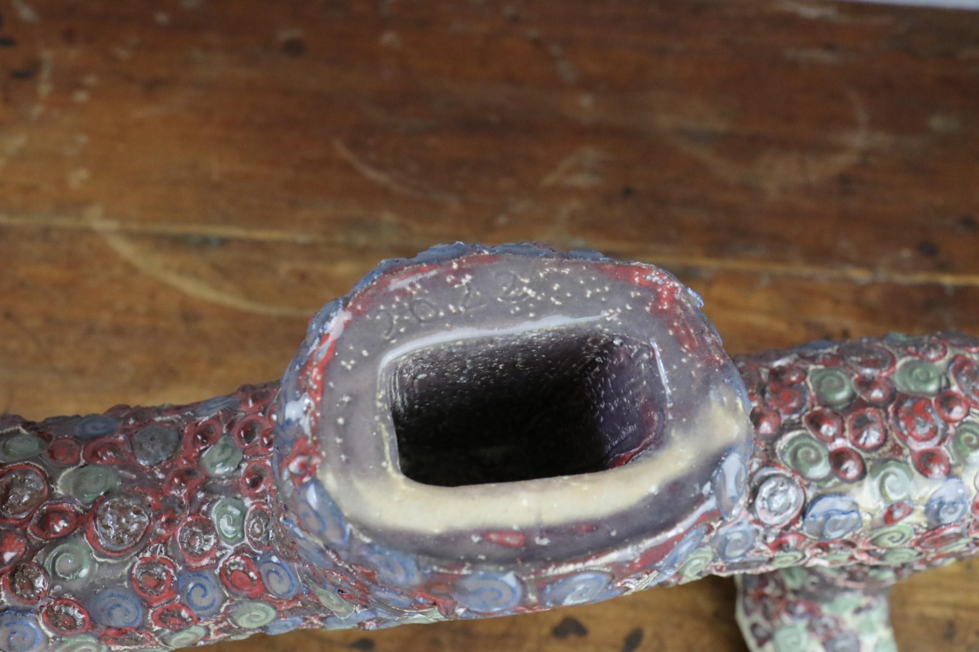 Exceptionnel poteau totem en céramique émaillée polychrome de Marcel Giraud, Vallauris en vente 3