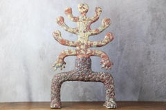 Exceptional polychrome glazed ceramic totem pole by Marcel Giraud, Vallauris