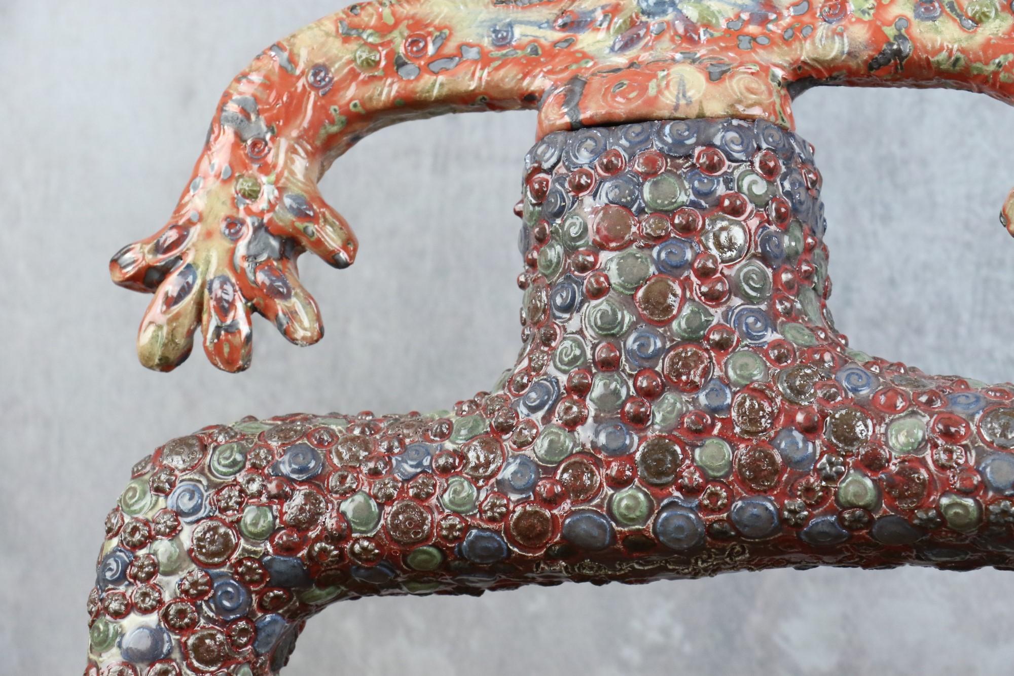 Exceptionnel poteau totem en céramique émaillée polychrome de Marcel Giraud, Vallauris Bon état - En vente à Camblanes et Meynac, FR