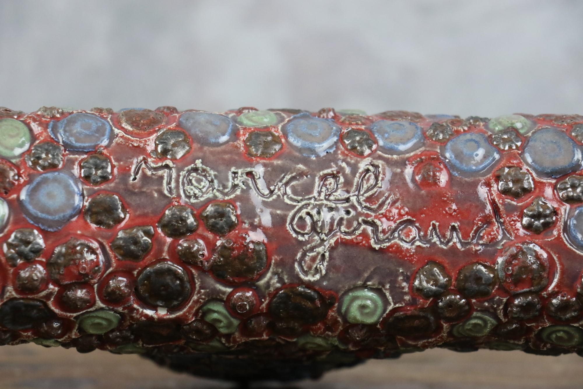 Exceptionnel poteau totem en céramique émaillée polychrome de Marcel Giraud, Vallauris en vente 1