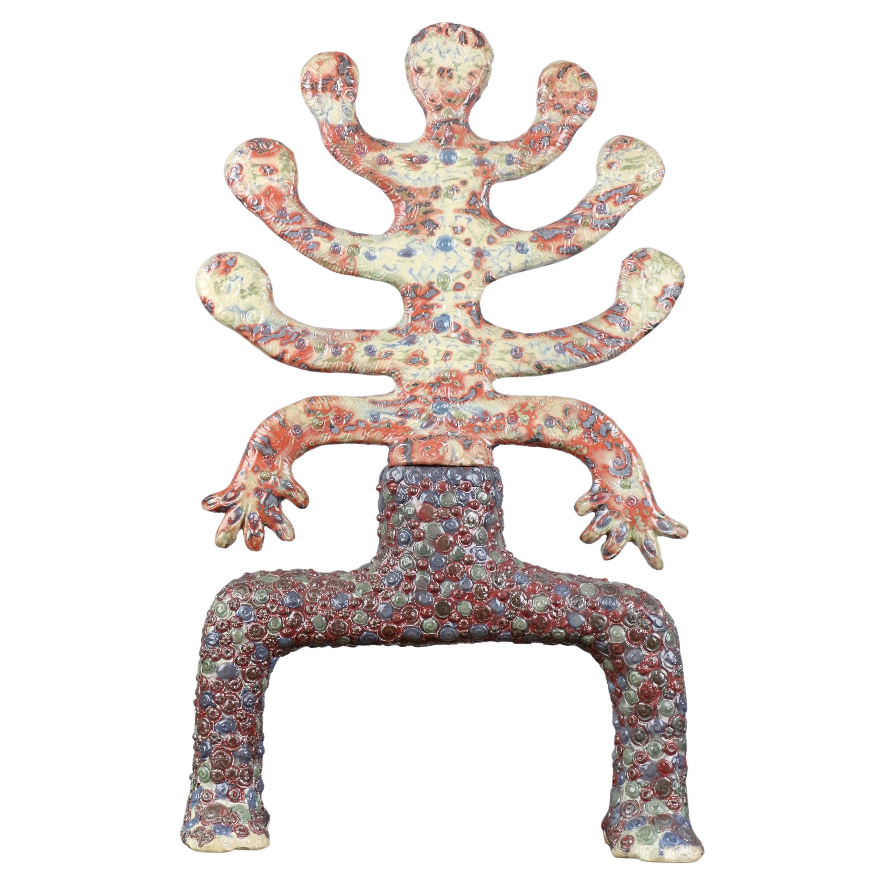 Exceptional polychrome glazed ceramic totem pole by Marcel Giraud, Vallauris