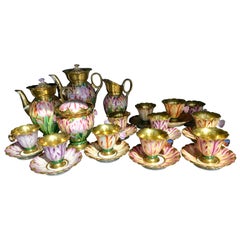 Exceptional Porcelaine de Paris Coffee Service, circa 1850, Tulips & Butterflies