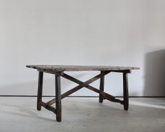 Exceptional Primitive Wabi Sabi 18Th C. Walnut Catalan Dinning Table