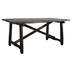 Exceptional Primitive Wabi Sabi 18Th C. Walnut Catalan Dinning Table