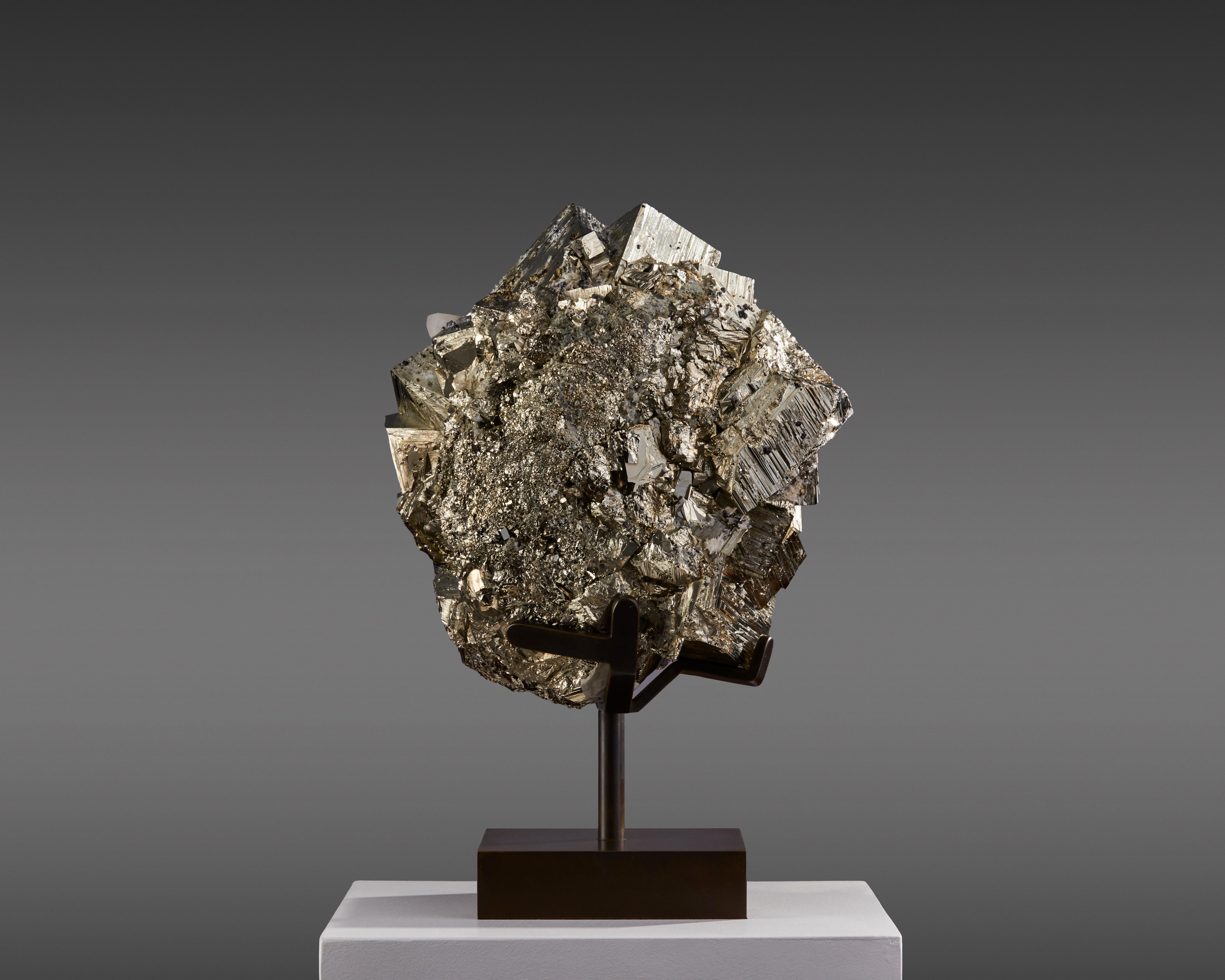 Exceptional Pyrite with calcite For Sale 1