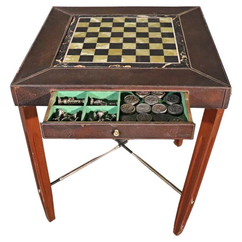 French Empire Style Faux Marble Decorated Games Chess Checkers Table at ...