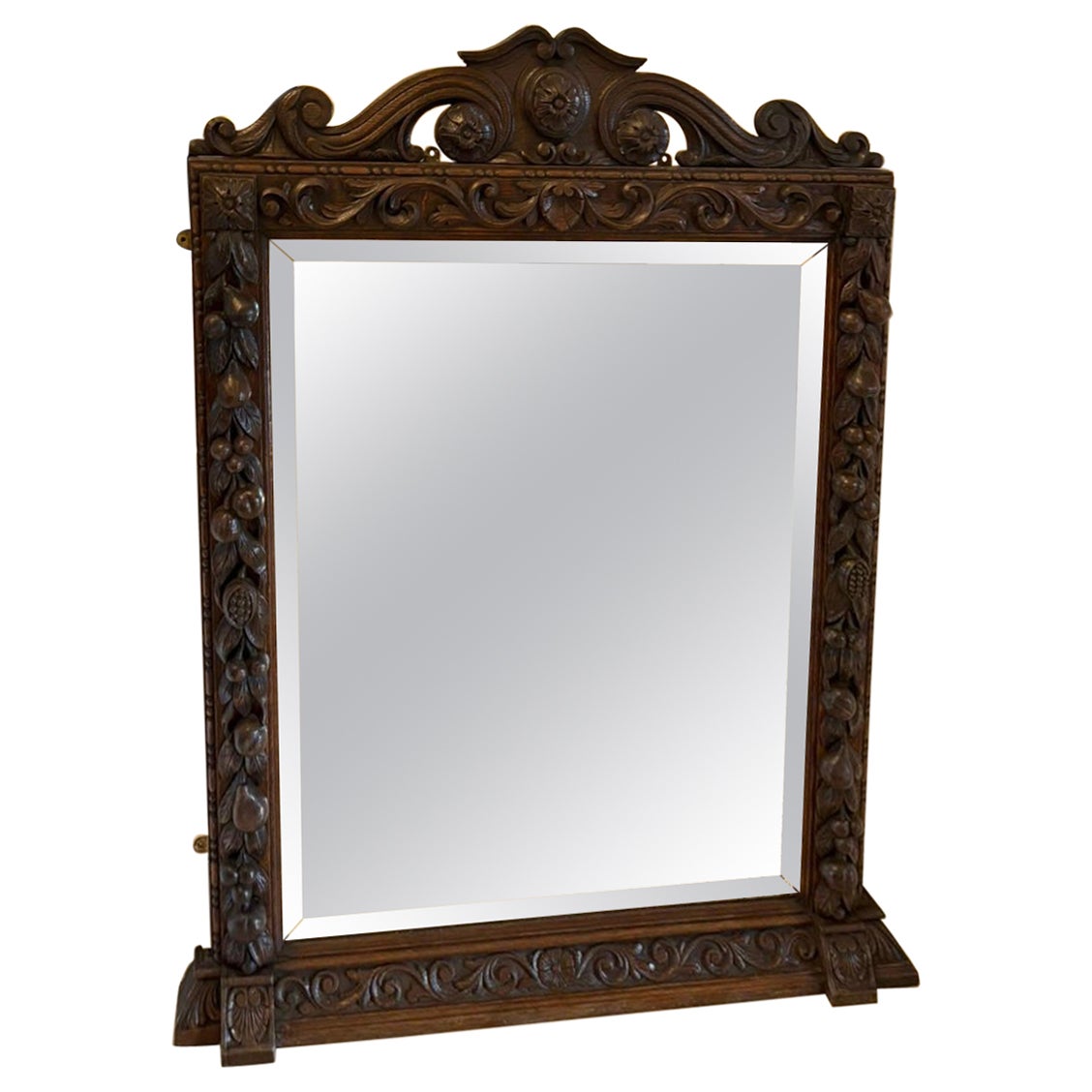 Specchio da parete in quercia intagliata di qualità eccezionale, risalente al XIX secolo, di epoca vittoriana