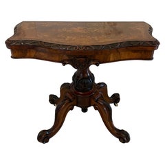 Exceptional Quality Antique Burr Walnut Inlaid Floral Marquetry Console Table