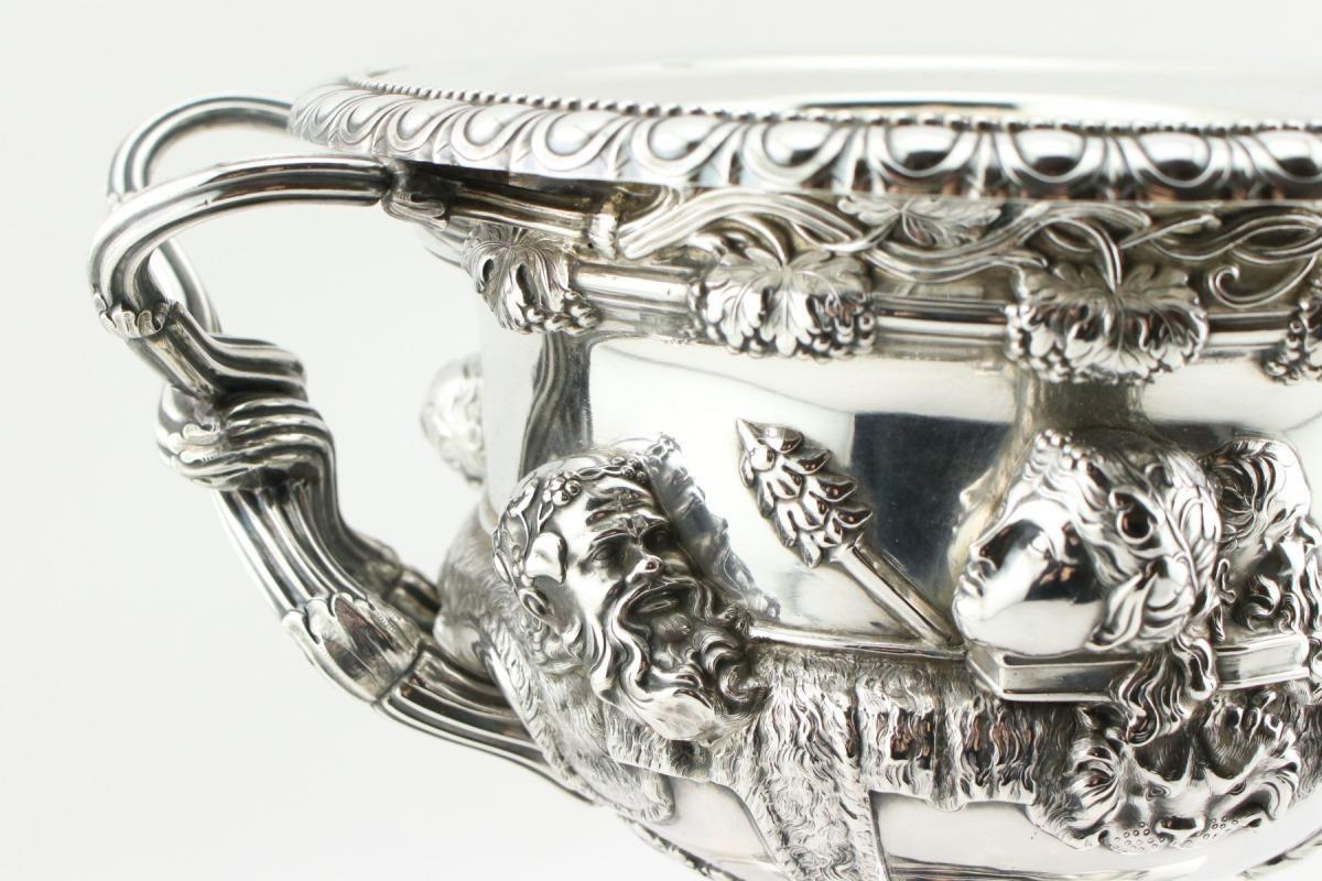 Georgian Exceptional Quality Antique English, Sterling Silver Warwick Vase Wine Cooler