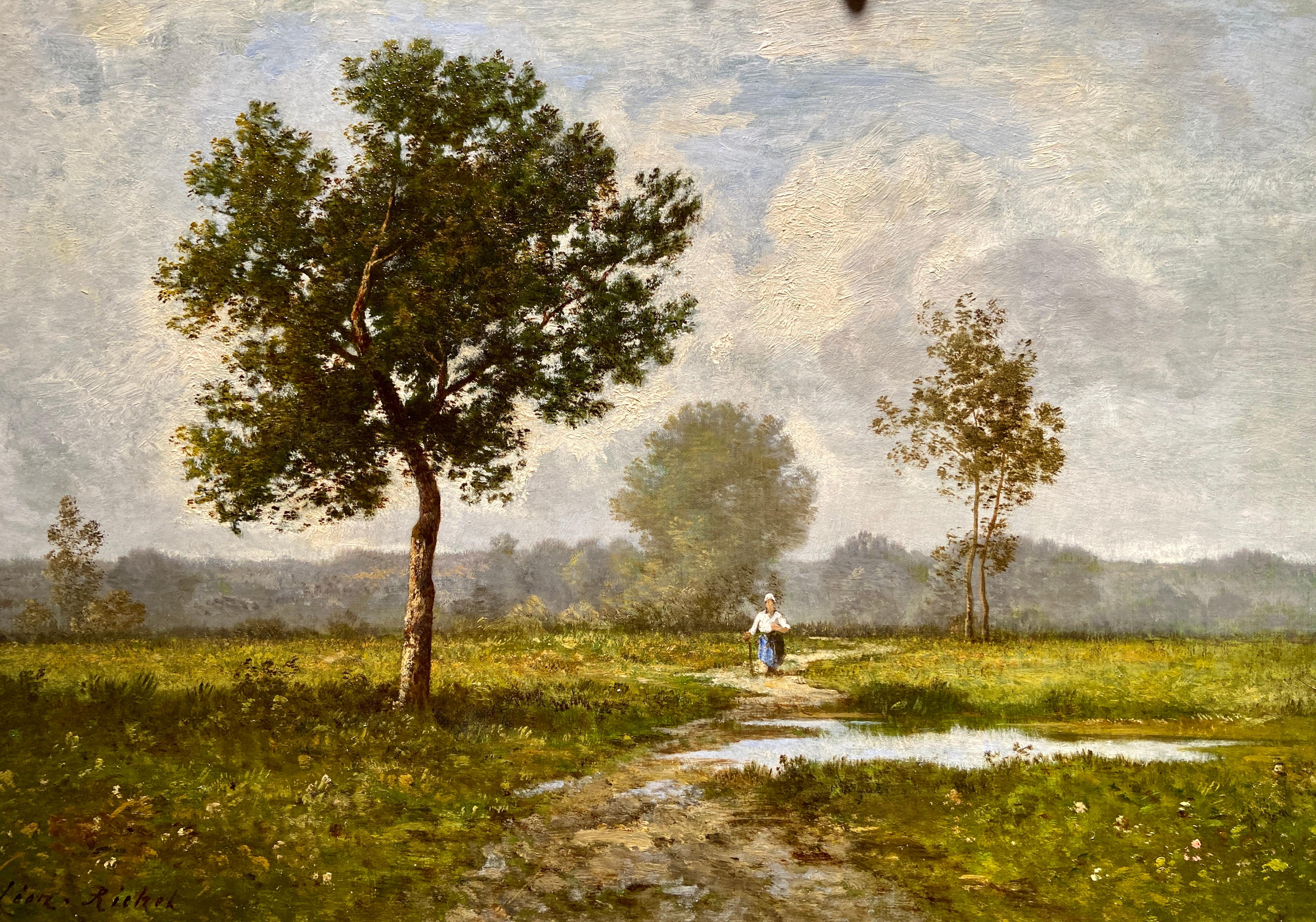 Exceptional Quality Antique French Barbizon Landscape by Leon Richet In Good Condition In New Orleans, LA