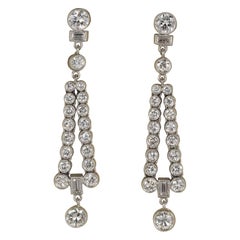 Exceptional Quality Art Deco 3.40 Carat Diamond Rare Earrings