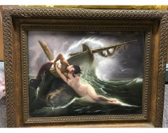 Exceptional Quality Berlin K.P.M Porcelain Plaque "Kiss of the Wave", F. Wagner