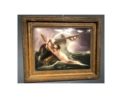 Exceptional Quality Berlin K.P.M Porcelain Plaque "Kiss of the Wave", F. Wagner