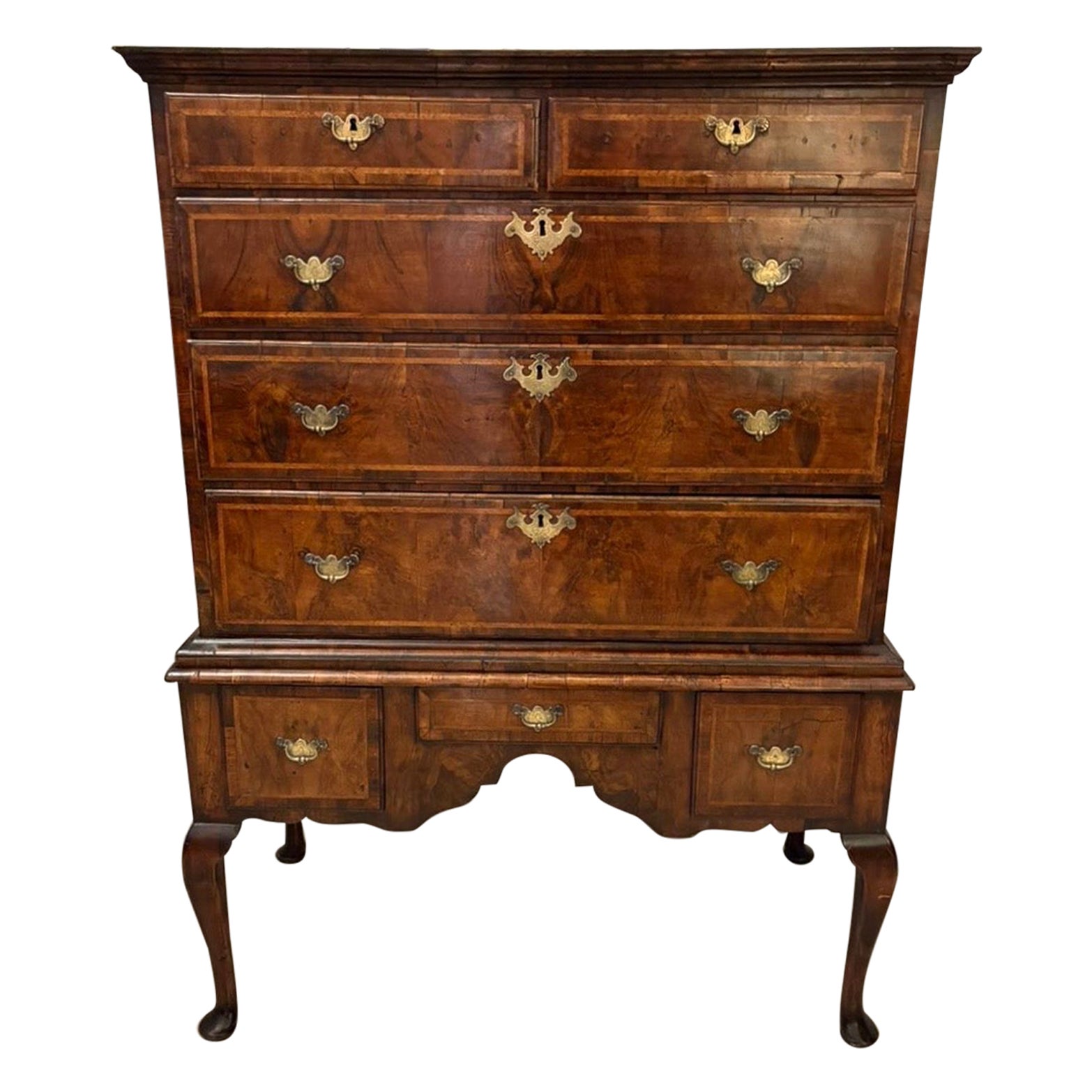 Exceptional Quality Early 18th Century Antique George I Walnut Chest on Stand