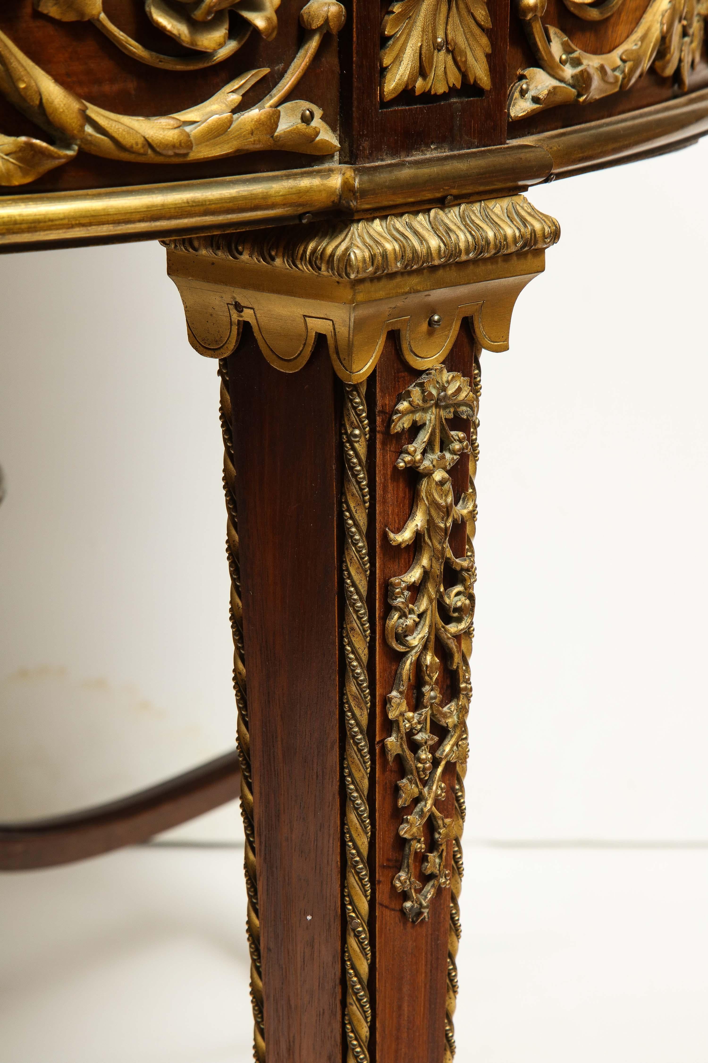 Exceptional Quality French Ormolu-Mounted Mahogany Center Table, Attrib F. Linke 4