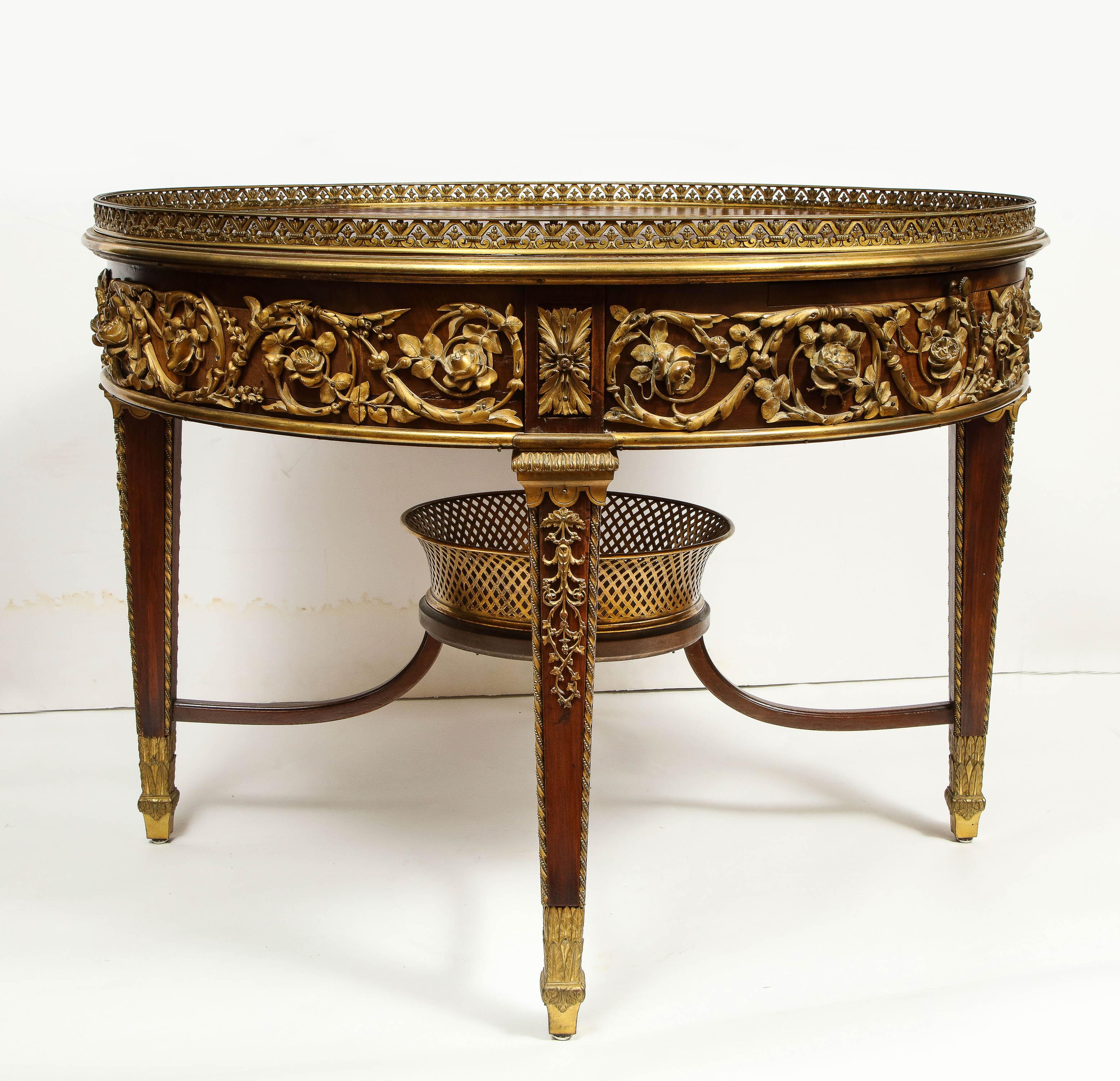 Exceptional Quality French Ormolu-Mounted Mahogany Center Table, Attrib F. Linke 8