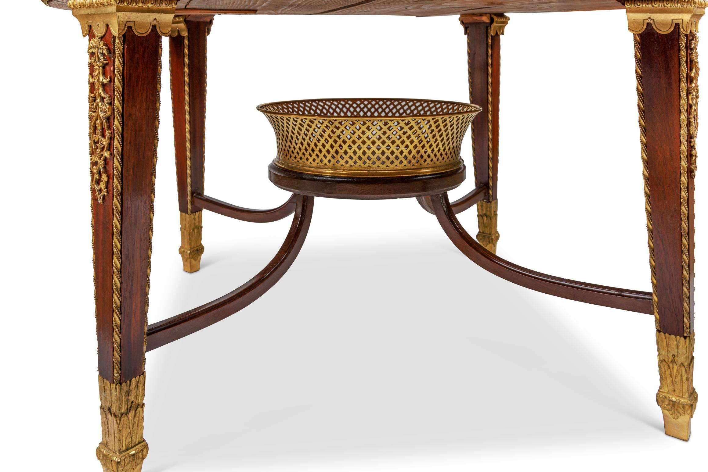 Exceptional Quality French Ormolu-Mounted Mahogany Center Table, Attrib F. Linke For Sale 8