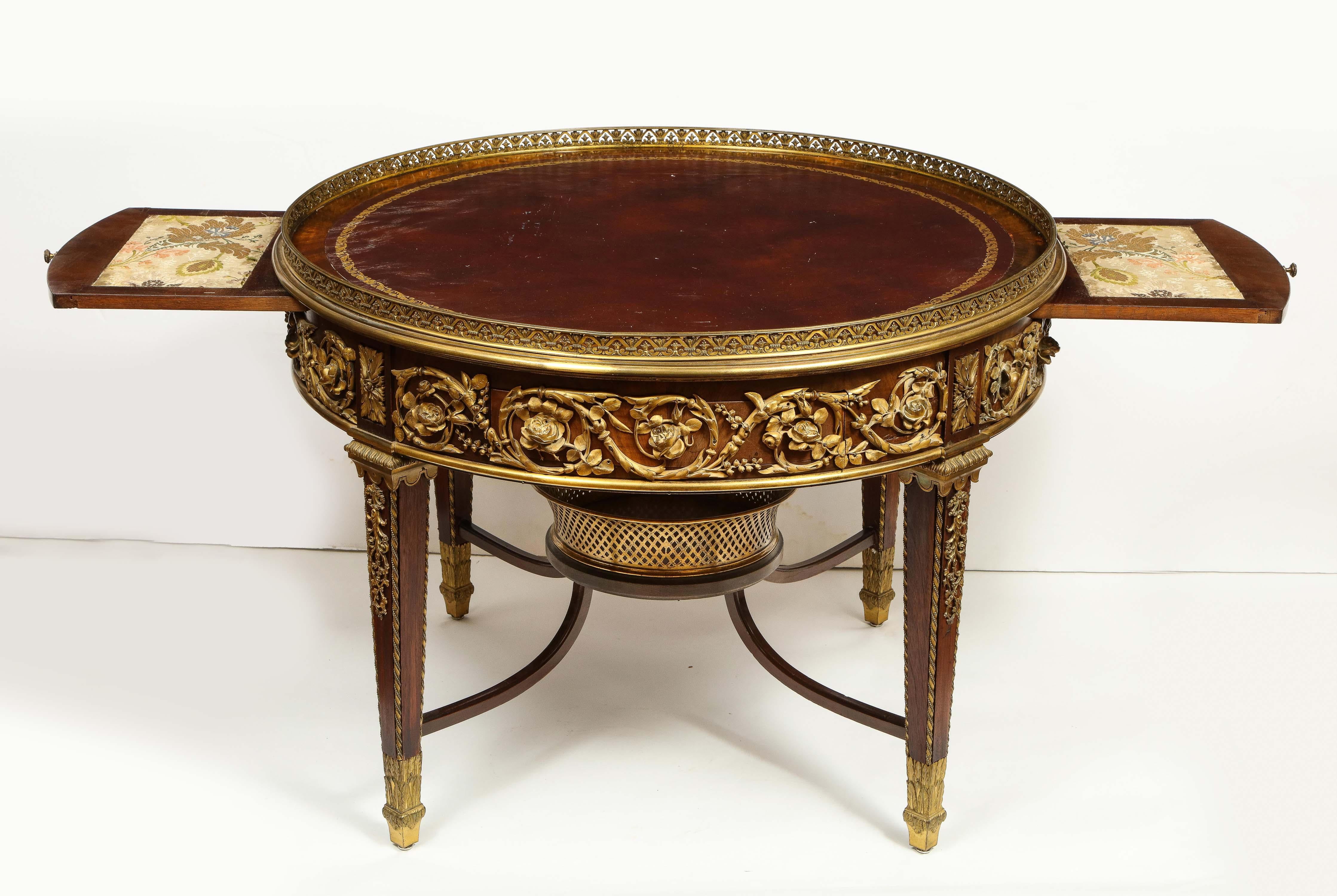 Exceptional Quality French Ormolu-Mounted Mahogany Center Table, Attrib F. Linke 12