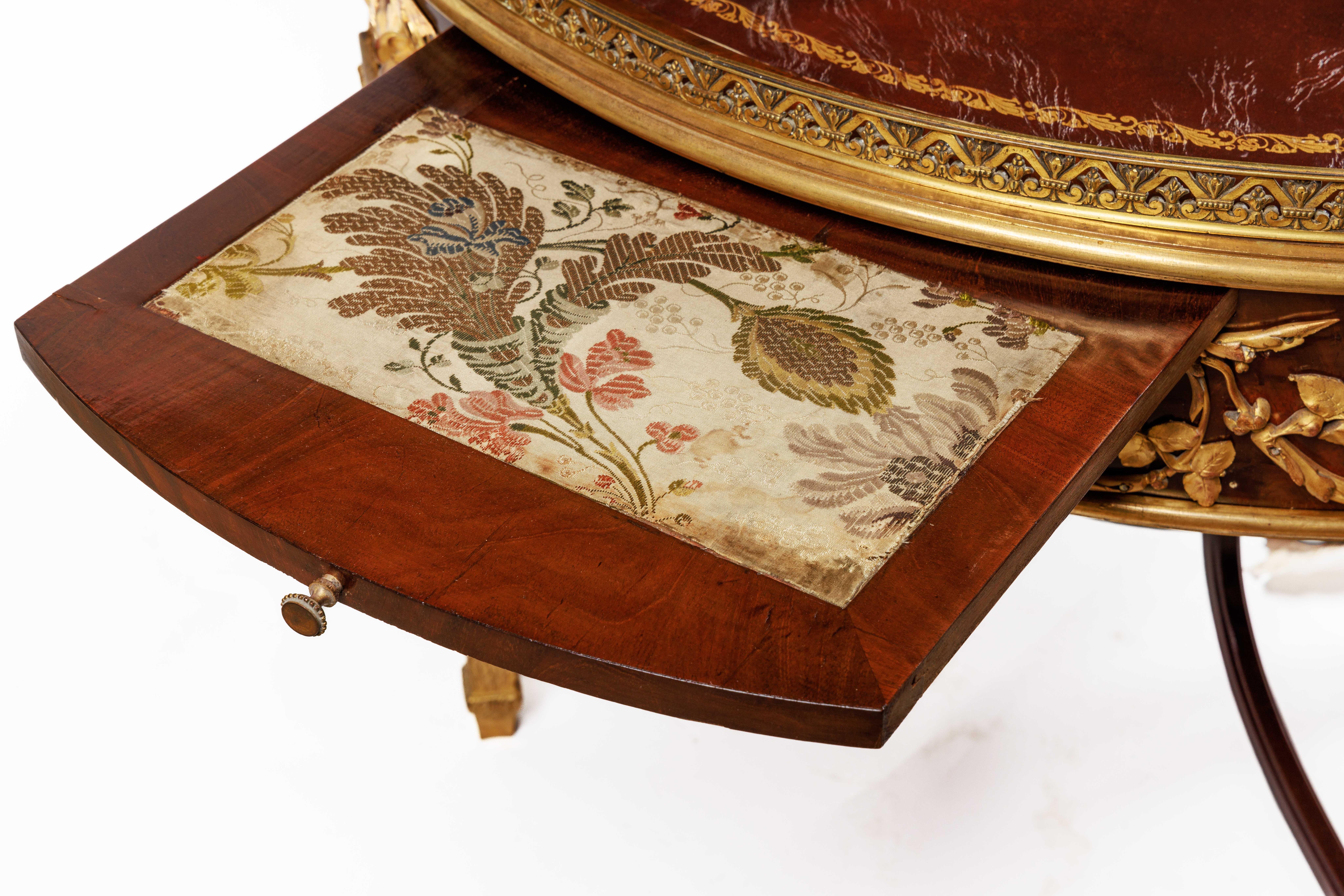 Exceptional Quality French Ormolu-Mounted Mahogany Center Table, Attrib F. Linke For Sale 14