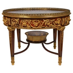 Exceptional Quality French Ormolu-Mounted Mahogany Center Table, Attrib F. Linke