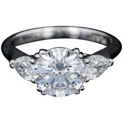 GIA Certified 3 Carat Round Brilliant Cut Diamond Platinum Ring