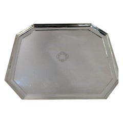 Exceptional Quality, Hand Wrought Octagonal Deco Sterling Silver Tray