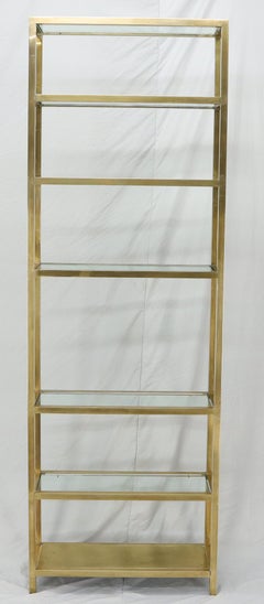 Exceptional Quality Mid Century Brass Etagere Thick Glass Shelves