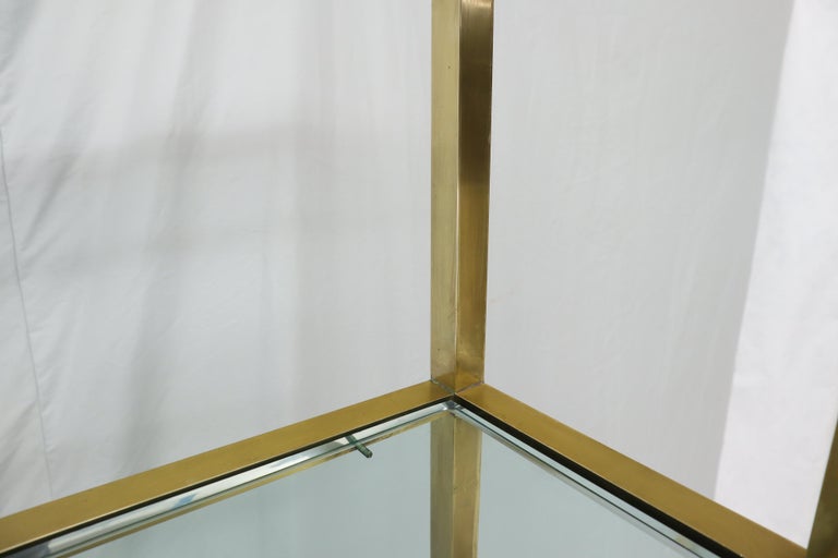 20th Century Exceptional Quality Mid Century Brass Etagere Thick Glass Shelves