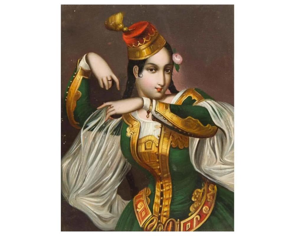 Exceptional Quality Miniature Painting of an Orientalist Turkish Dancer, 1860  In Good Condition For Sale In New York, NY