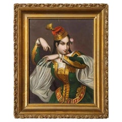 Antique Exceptional Quality Miniature Painting of an Orientalist Turkish Dancer, 1860 