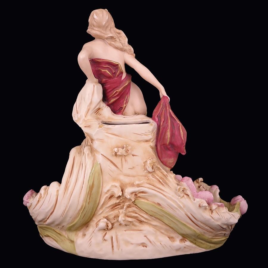 Hand-Painted Exceptional Quality Royal Dux Art Nouveau Amphora Figural Porcelain Spill Vase